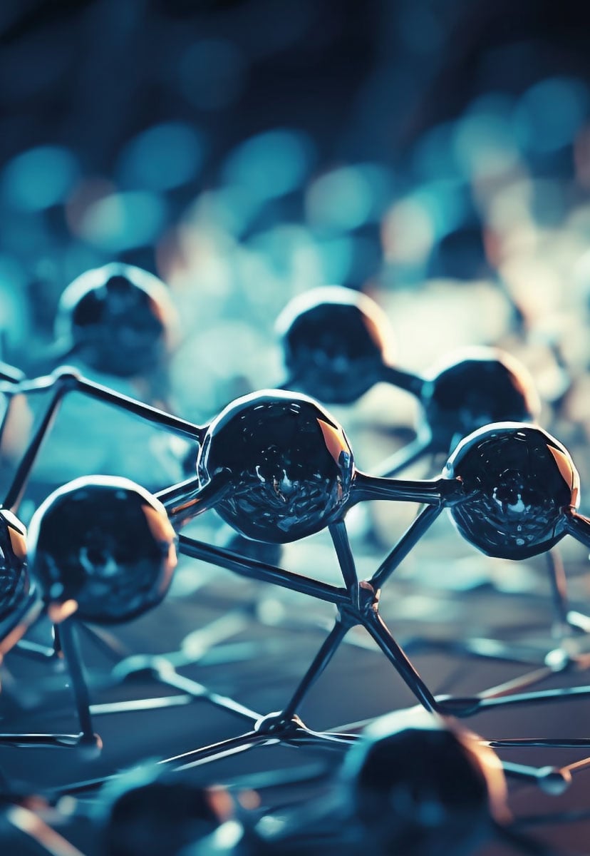 Three-dimensional representation of a hydrogen molecular chain.